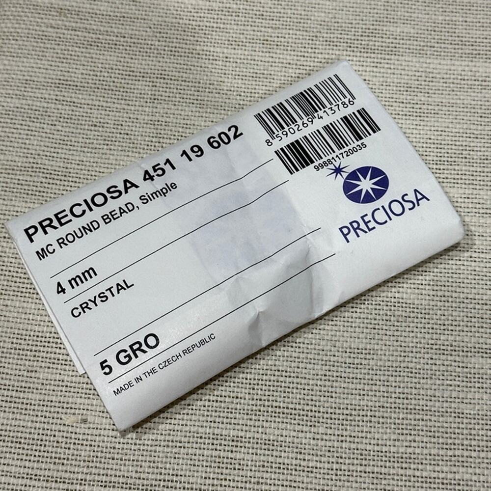 Package of 720 Beads (5 gross) Preciosa Czech, Crystal Clear, 4mm Faceted Round